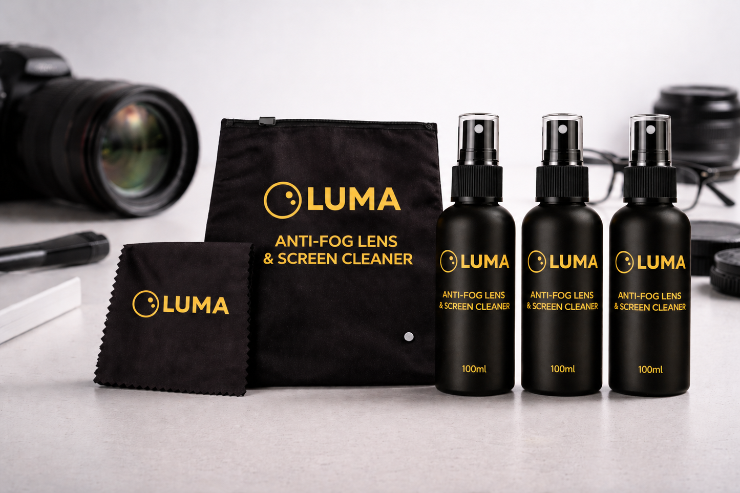 3 Pack of 100ml Deluxe Anti-Fog Lens & Screen Optics Kit (Made in Australia)